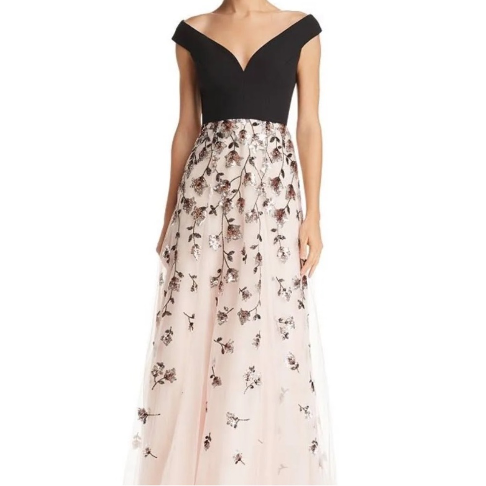 BCBGMaxAzria Black and Blush Pink Gown